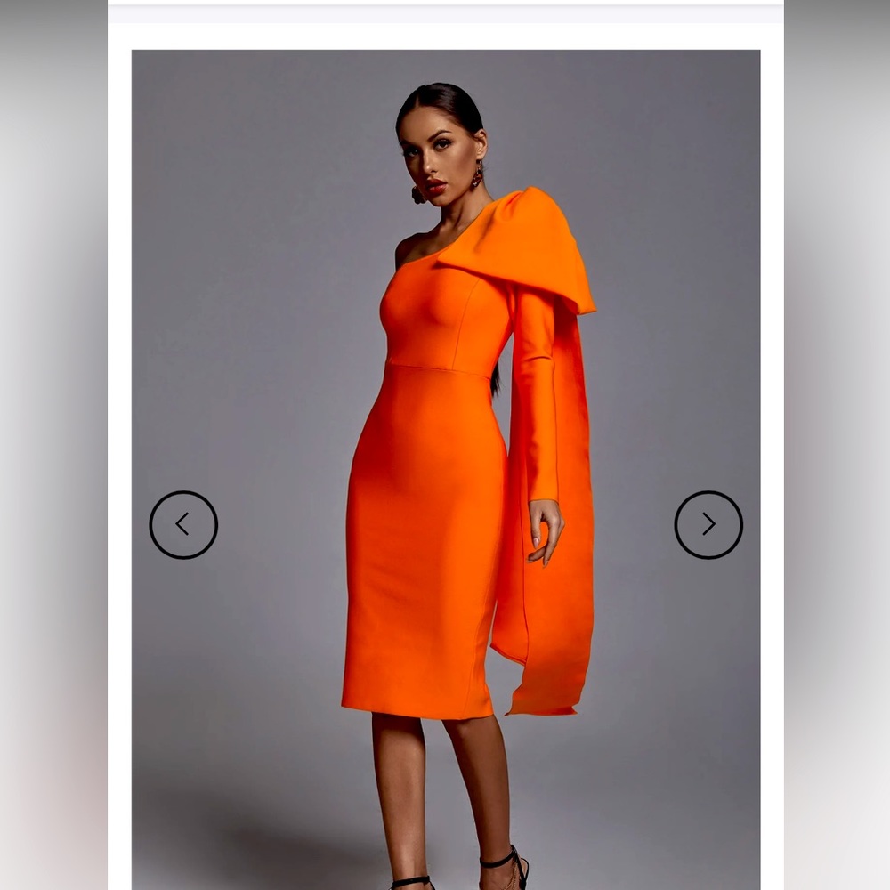 Bella Barnett Abbey Orange One Shoulder Bandage dress